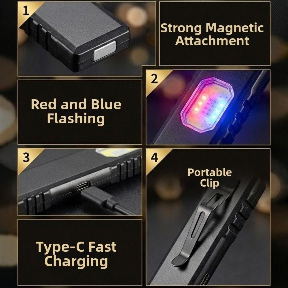 Mini COB Flashlight Pen Clip Design Work Light Portable Flat Light  Outdoor Lighting