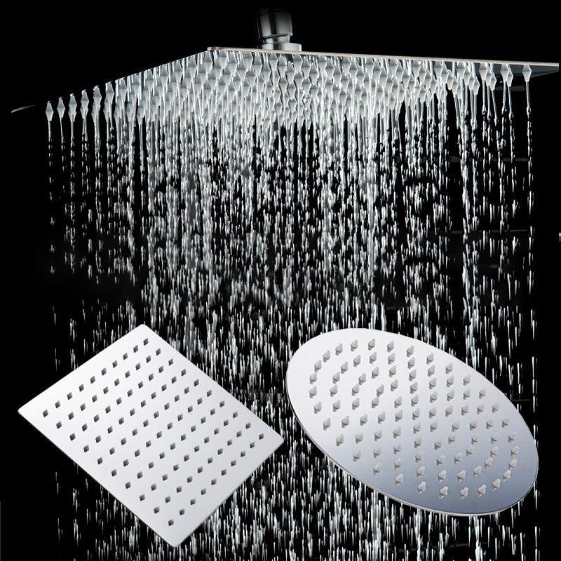 Pressurized Rain Shower Head Stainless Steel Square Round Large Water Outlet 4/6/8/10/12 Inch Options Available for Enhanced Bat