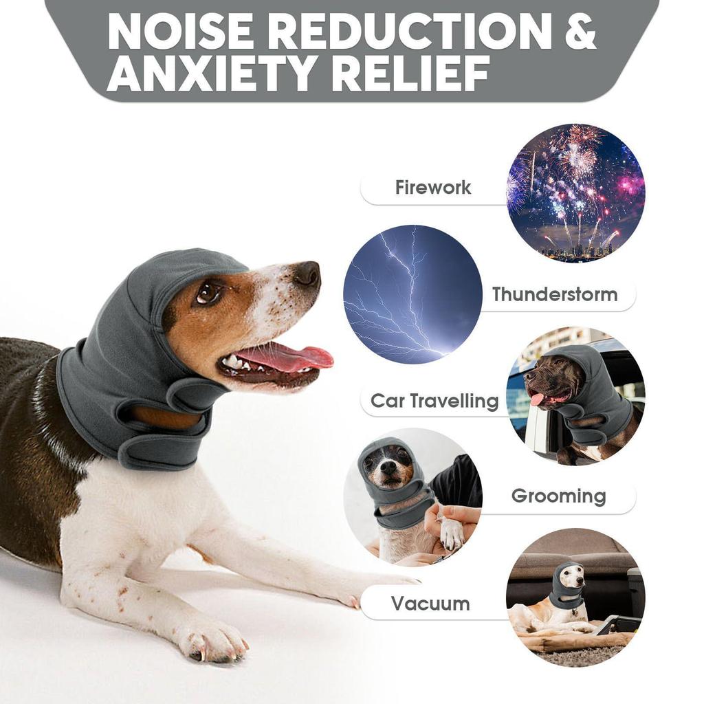 Calming Headband & Neck Gaiter for Dogs - Anti-Thunder & Startle Earmuffs
