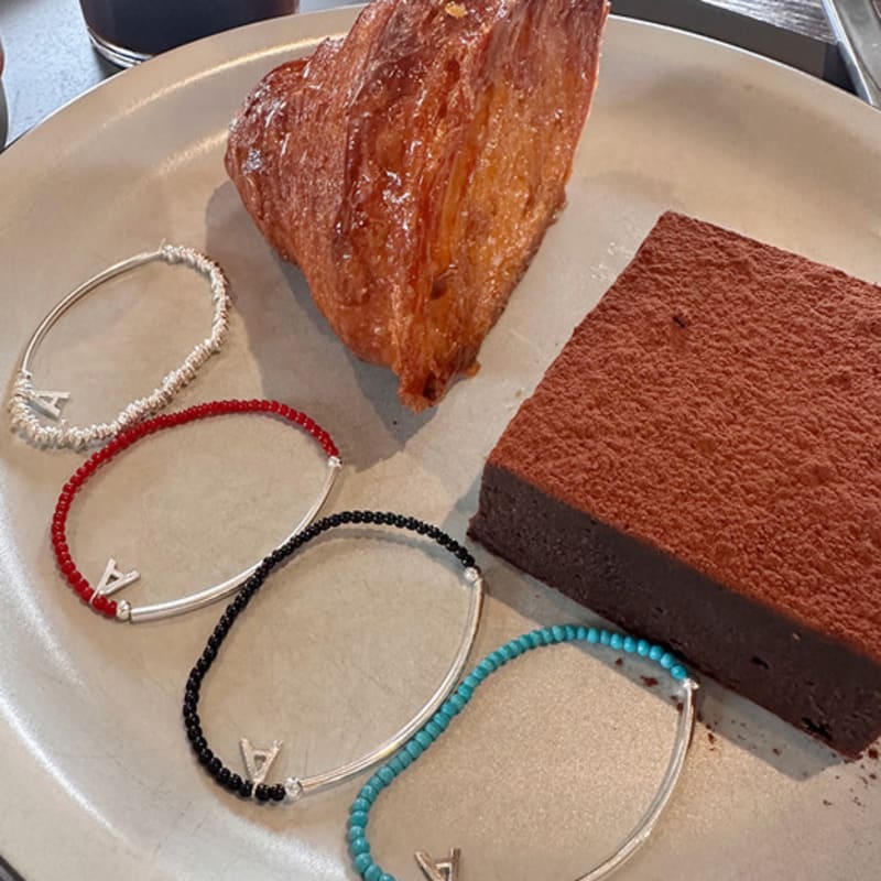 

andseeyou Silver Bar Gemstone Bracelet(RED,BLACK,BLUE)-JB0201 turquoise