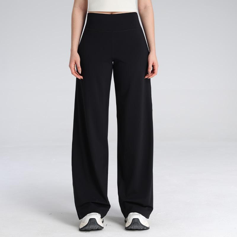 New Polished High-waisted Sports Casual Trousers Show Legs Long Running Fitness Straight Loose Yoga Wide-leg Trousers