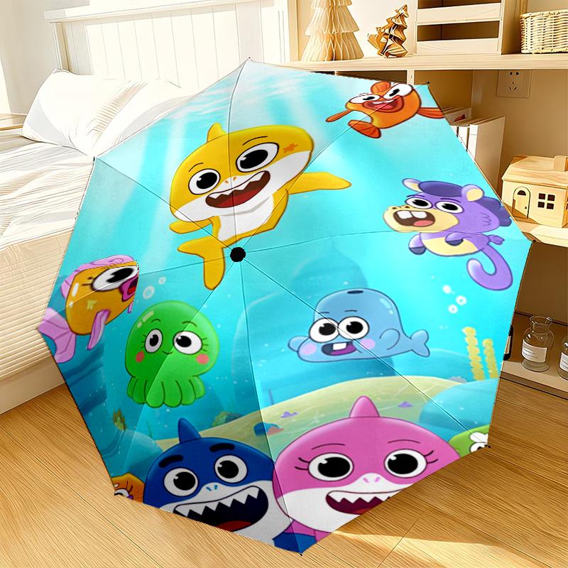 Cartoon Shark Dance Party Umbrella 8-Frame for Travel, camping, Casual Lightweight Portable Umbrella, Essential for every family Holidays Gift