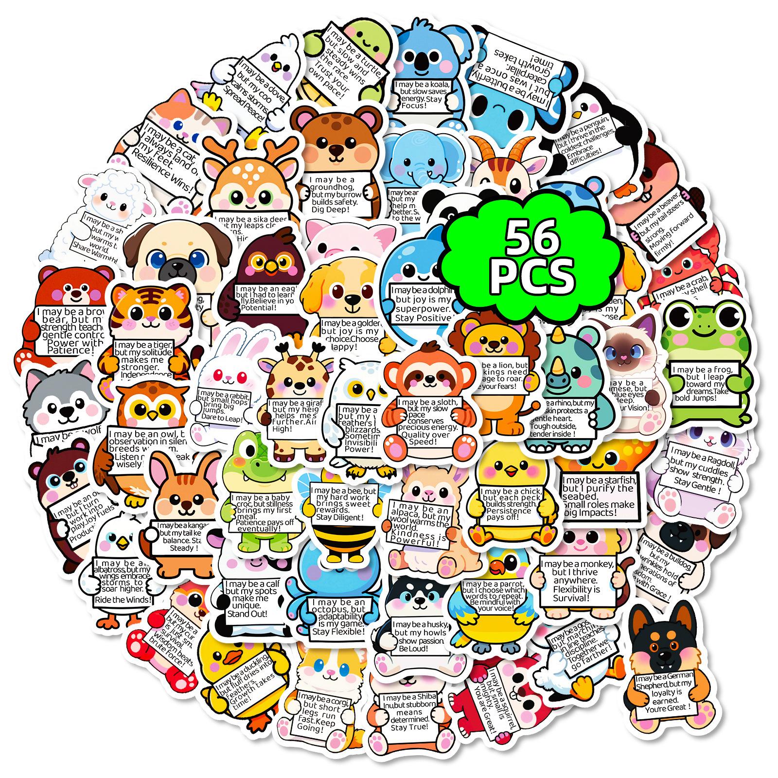 

56 Animal Inspirational Cartoon Stickers No Duplication Creative Personality Children s Fun Toy Stickers One Size
