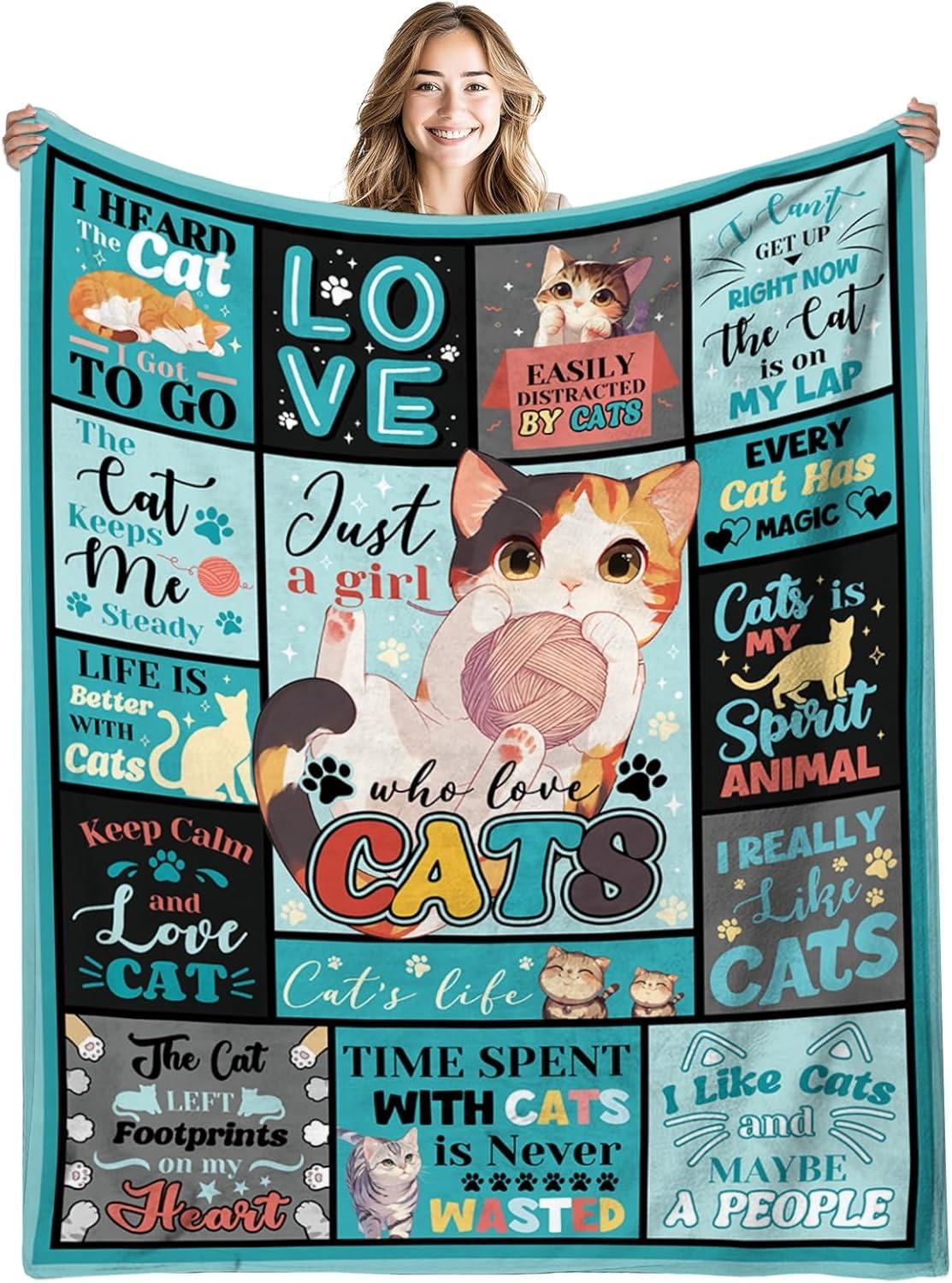 

1PC Handdraw Cute Cats pattern Throw Thin Blanket Gifts for Couch Bed Car Home Camping For Cute animals Lovers all season use 75cmx90cm