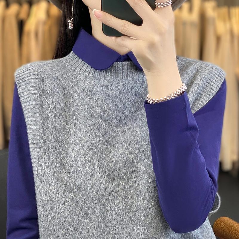 Women's Cashmere Vest Qinghe Cashmere 30% Cashmere 70% Wool Women's Autumn and Winter Cashmere Vest Soft and Warm