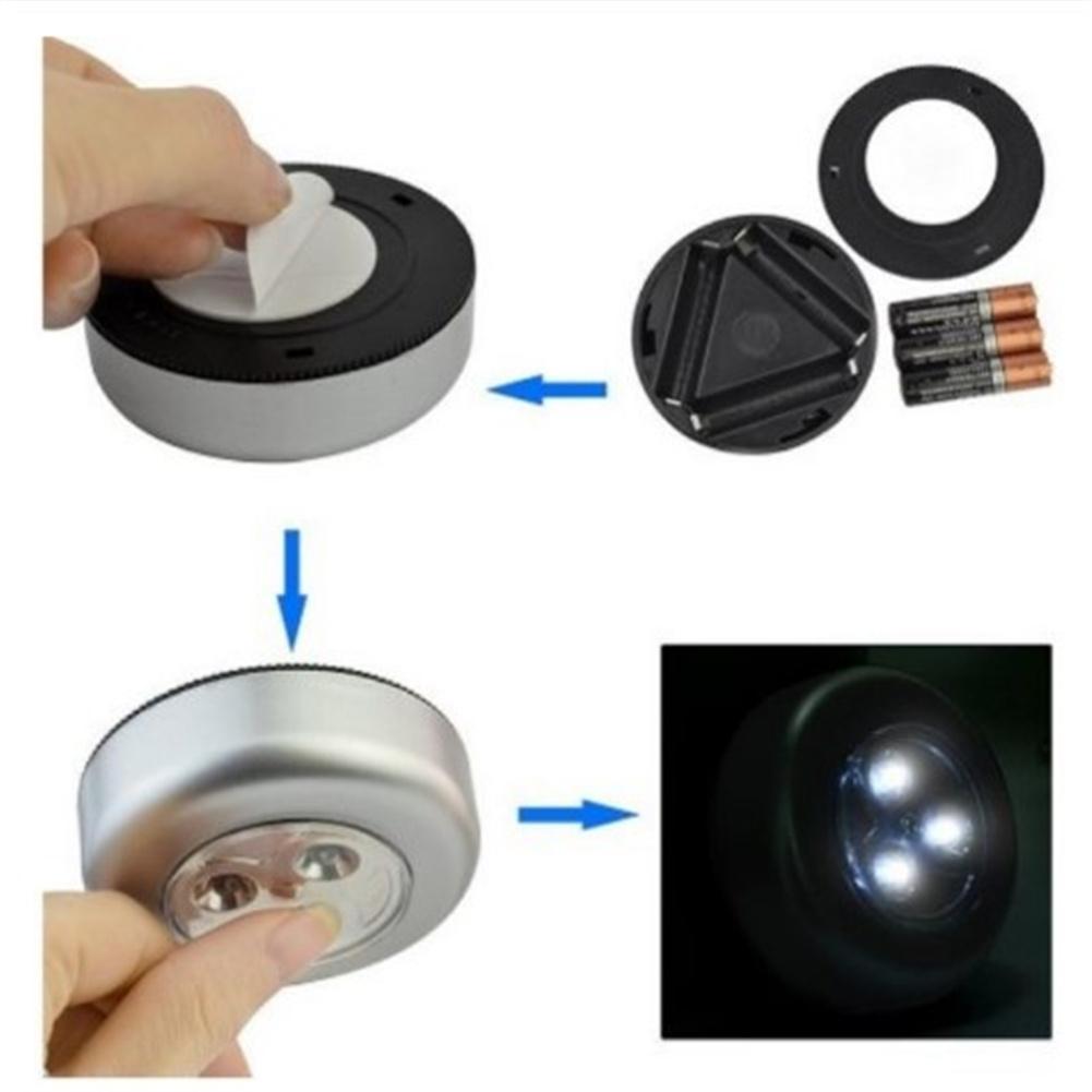 LED Battery-Powered Night Light Touch Lamp Stick-on Push Light for Closets Cabinets or Utility Rooms Cordless Touch Light
