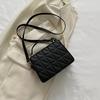 Elegant Quilted Crossbody Bag for Women, Shoulder Handbag with Adjustable Strap, Magnetic Closure, Lined, Painted Edge, Solid Black Messenger Bag