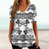 Summer V-neck 3D Retro Printed Top Fashionable Casual Short Sleeved Women's T-shirts