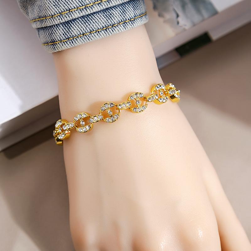 Personalized Geometric Diamond Bracelet Fashion Roman Style Full Diamond Bracelet Everything Temperament Bracelet