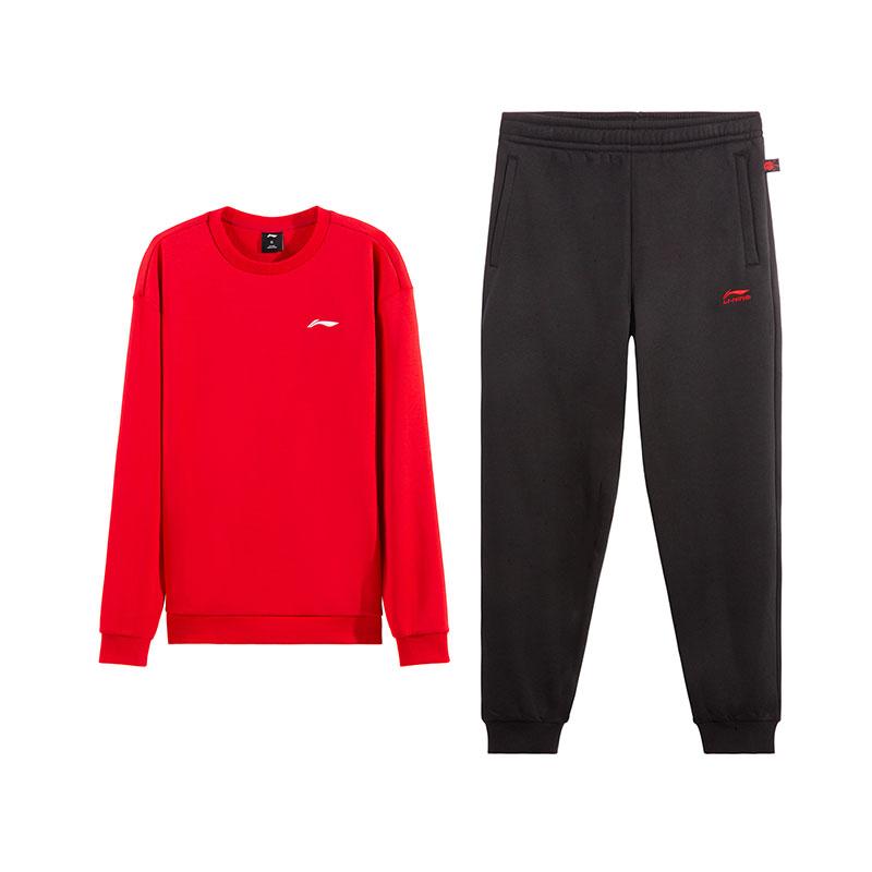 

Li-Ning Classic Versatile Simple Long Sleeve Pullover Round Neck Warm Sweatshirt Comfortable Loose Pants Casual Sports Suit AWDVG81-6+AKLVD81-1 3XL