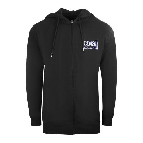Cavalli Class Mens Floral Logo Full Zip Hoodie