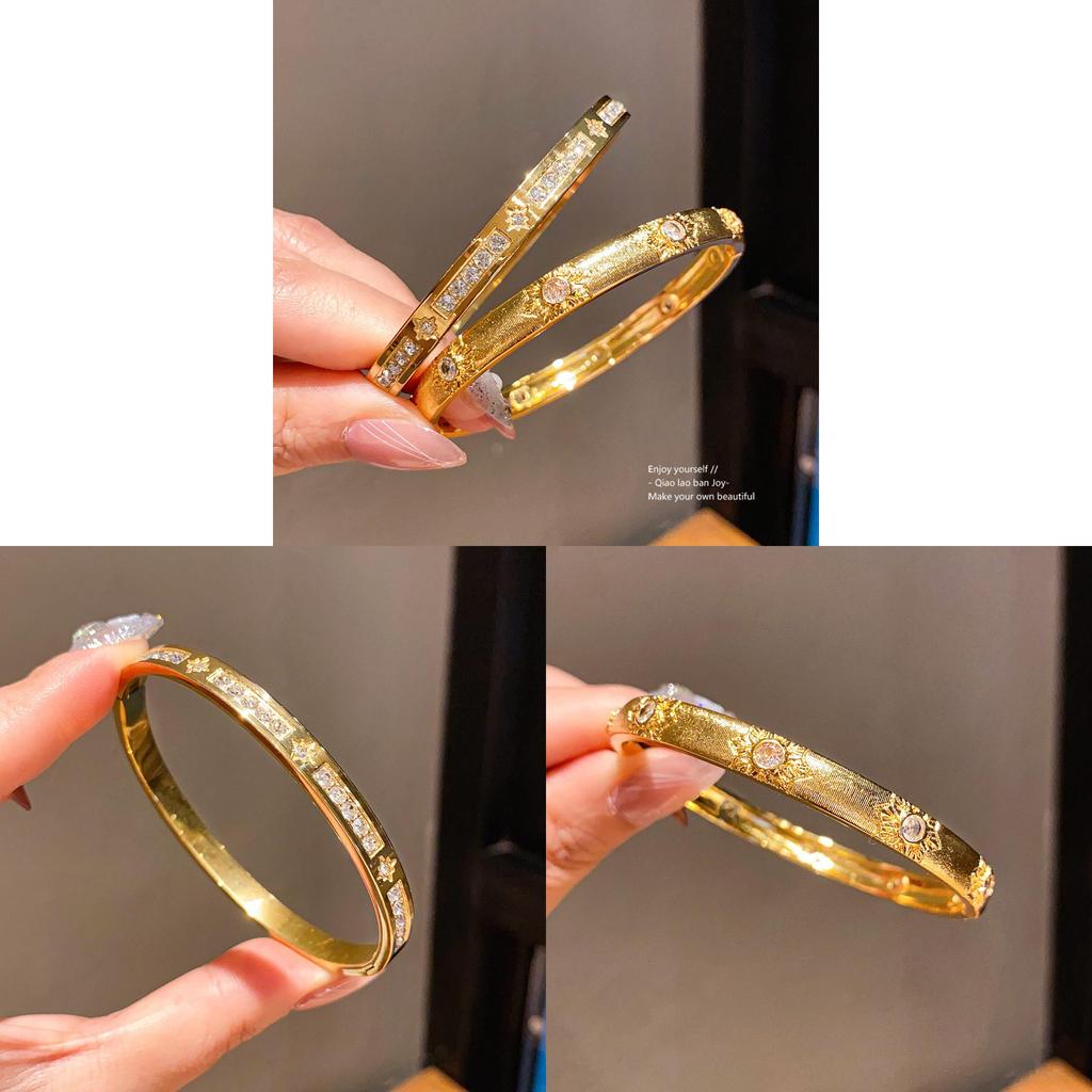 Vintage Floral Copper Bracelet With Zirconia Stones For Elegant Hand Jewelry