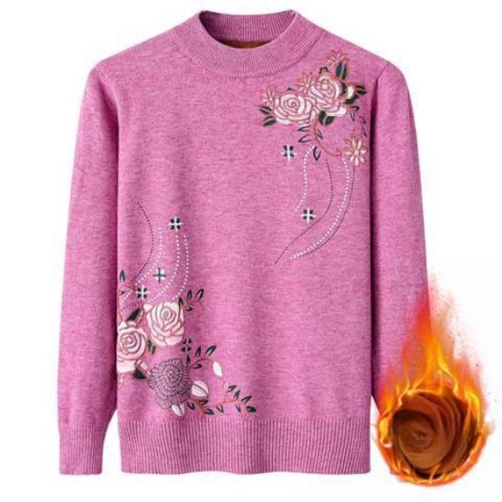 Dame Genser med trykk Høst Vinter Fleecefôret Pullover Genser Fortykket Strikket Genser Pluss Størrelse Genser