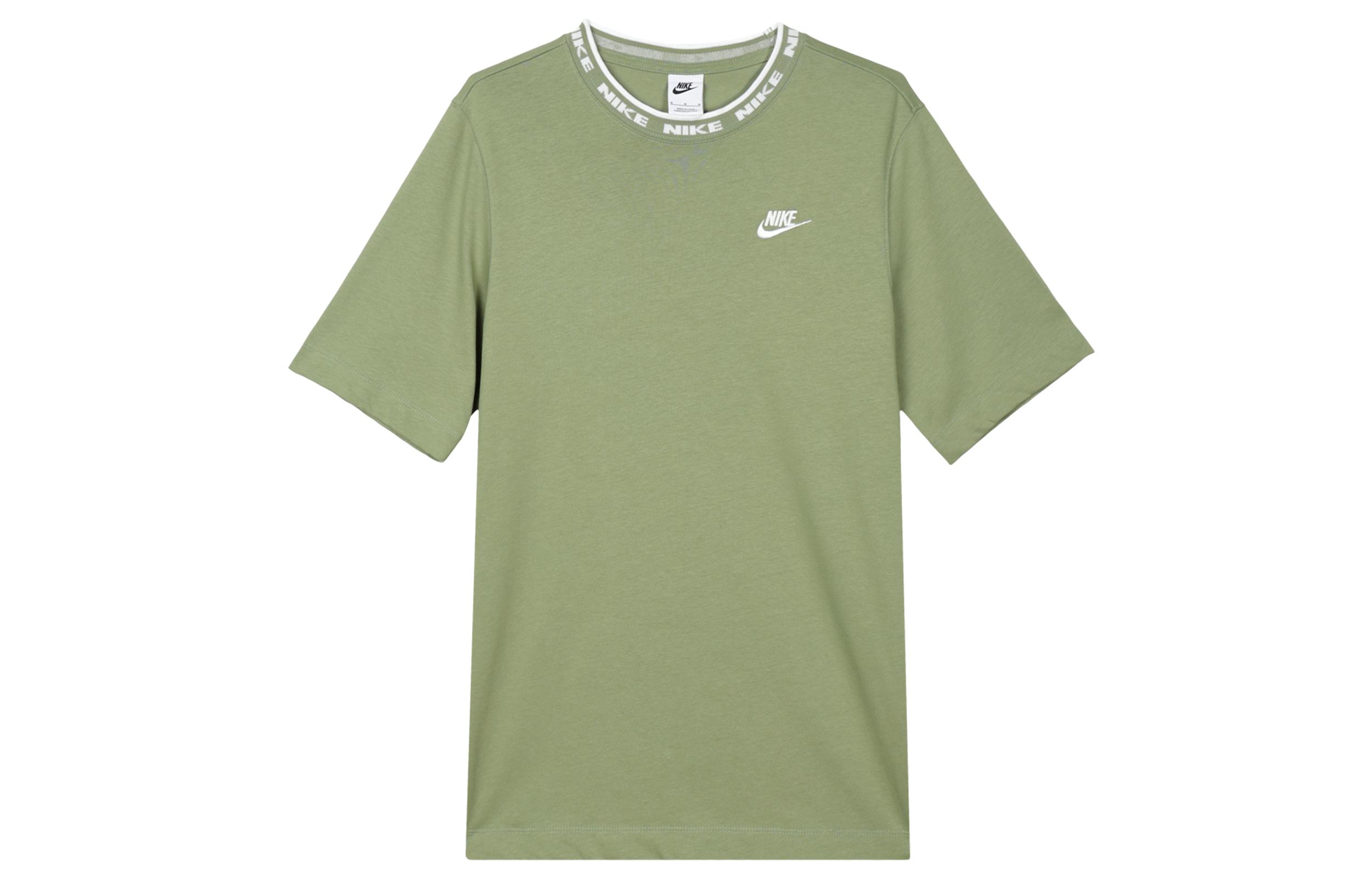 Nike T Shirts Men s Oil Green Crew Neck Moderate Straight Fit FB7310-386 S
