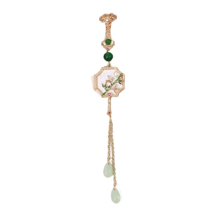 Four Gentleman Flowers Themed Ornamental Pin Secure Back Closure Traditional Asian Inspired Jewelry Accessory For Ladies