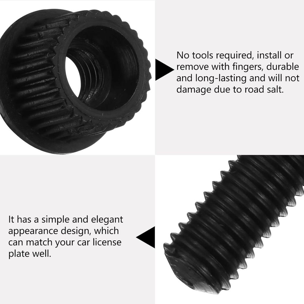 FAVOMOTO 4pcs Black Nylon License Plate Bolts and Screws for Motorcycles and Scooters Fastening Hardware Motorcycle License Plate Bolts for Secure