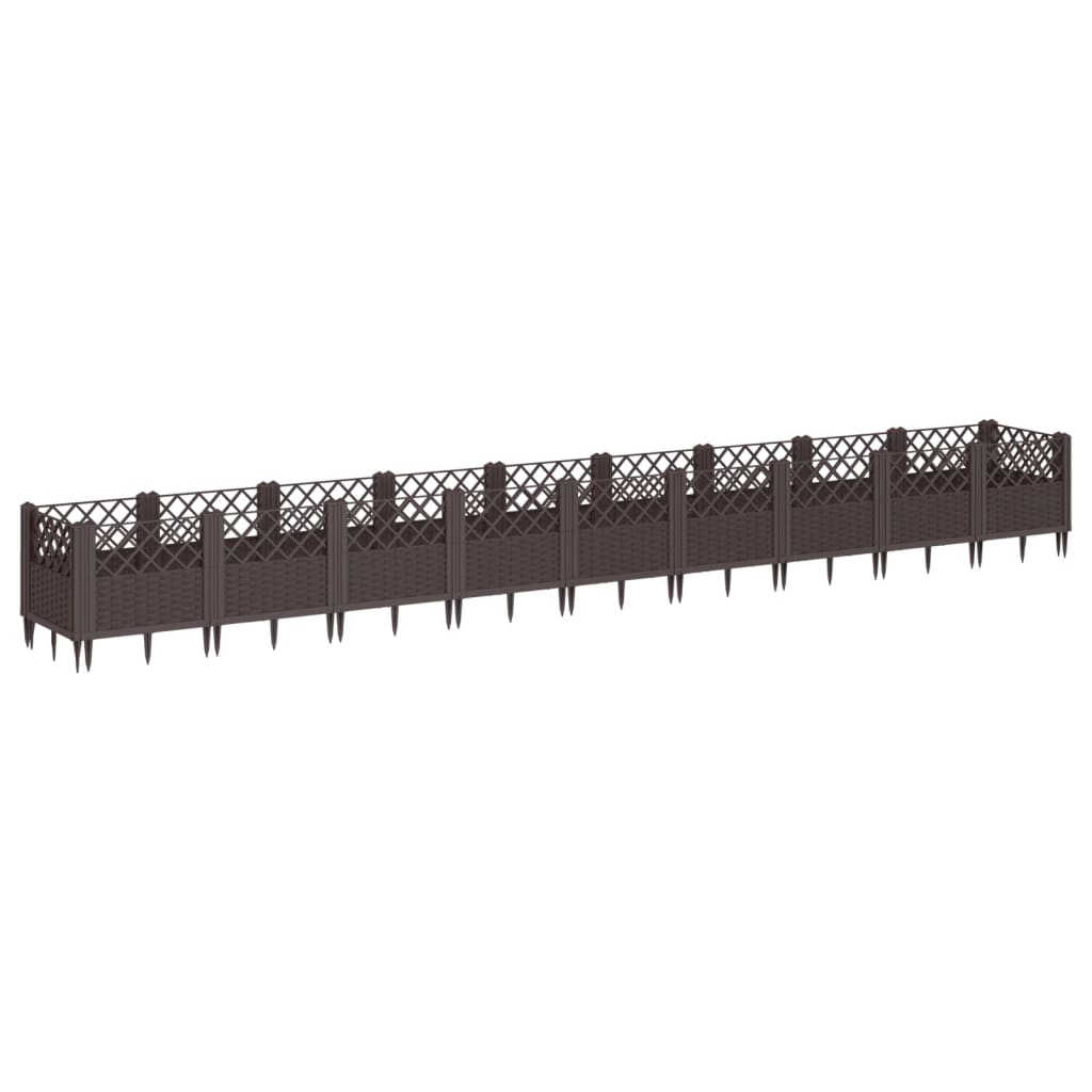 Plant Box with Ground Spikes Brown 363.5 X 43.5 X 43.5 Cm PP