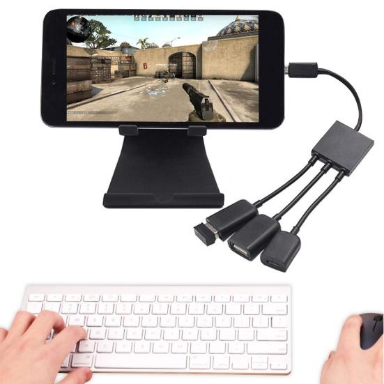Portable 3 in 1 Micro USB OTG Data Cable Adapter Converter Hub
