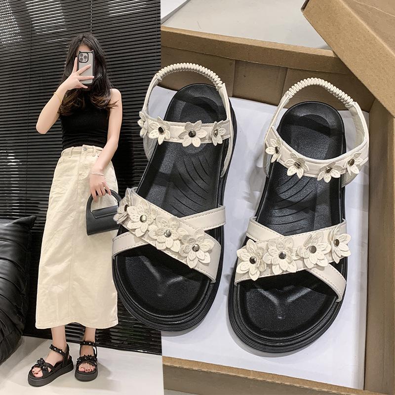 Thick-soled Heightening Sandals Women's 2025 New Summer Wear with Skirt Fairy Wind Beach Shoes Super Fire Roman Shoes