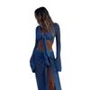 Women's Cover Ups Cutout Long Sleeve Knit Top Beach Beach Sexy Strappy Halter Skirt Set