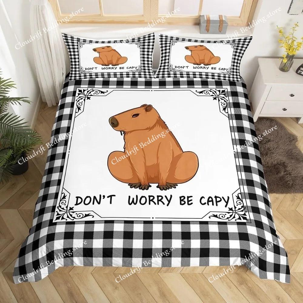 Capybaras Motif Bed Linen,Microfibre Bedding Sets, Children's Bed Linen for Teenagers 3D Animal Printed DuvetCover