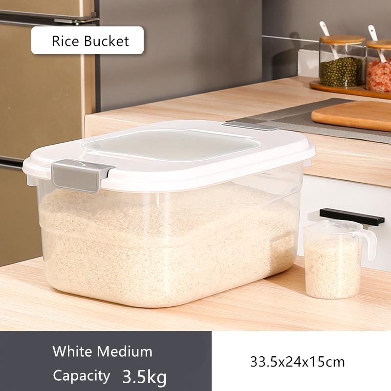

Пластиковое ведро для риса 2,5/3,5/5,5 кг, банки для круп, ящик для хранения зерна, контейнер для еды, органайзер для специй, кухонные принадлежности
