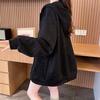 Women's Plus Size Sparkly Starry Sky Zipper Hoodie - Korean Style, Loose Fit for Spring & Autumn