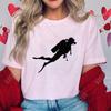 Divertente Stampa Grafica Subacqueo T Shirt Subacqueo Top Moda Girocollo Manica Corta Taglie Forti Donna T-Shirt
