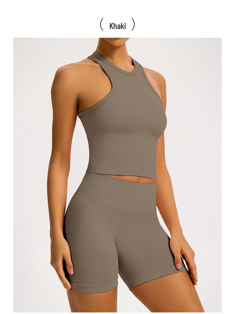 Women’s Seamless Racerback Yoga Tank Top – Belly Covering Fitness Sports Apparel