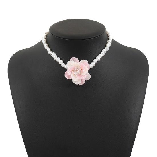 Kamelien-Perlen-Choker Retro Blume Perlenkette Elegante Kamelienkette Ohrringe für Hochzeitsparty Dating Urlaub