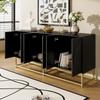 Modern Black Storage Cabinet with 3 Double Doors, Large Storage Space and Matte Surface, Stylish Sideboard for Living Room, Dining Room & Office