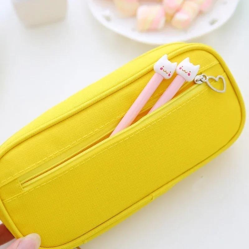 New 1PC Pencil Case Canvas Box Stationery School Supplies Large Capacity Pen Bag Cute Pencil Pouch