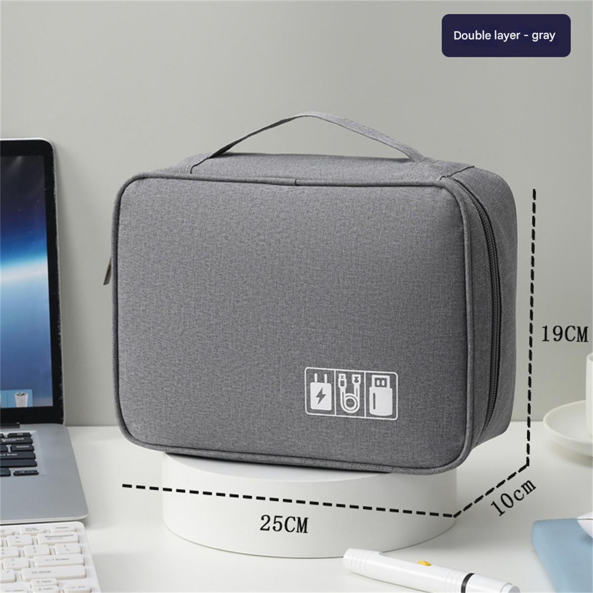 

Portable cosmetic bag multi-purpose computer data cable bag large capacity power bank mobile power simple style storage bag fini