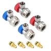 R134A Adapter Set Cooling Systems Maintenance Set High and Low Pressure Quick Coupling Adapters Set Brass Texture
