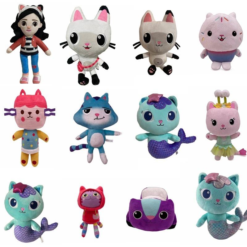 ***New Gabby'S Doll House Plush Toy Backpack Cat Cake Cat Mermaid Stuffed Animals Plushie Dolls For Kids Gift