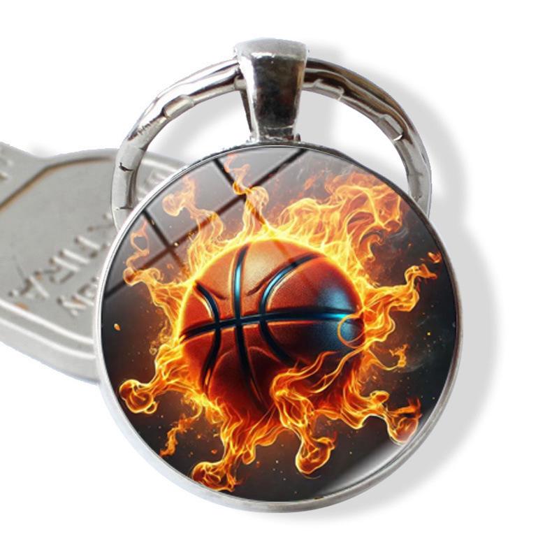 Basketball Layup Lover Keychain - Glass-Embossed Sports Gift