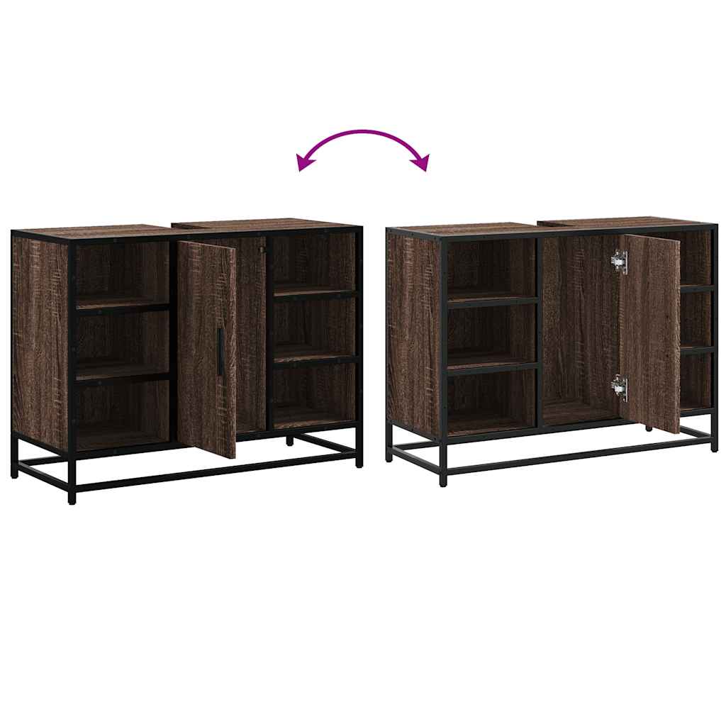 Bathroom Vanity Cabinet Brown Oak Effect 80 X 33 X 60 Cm