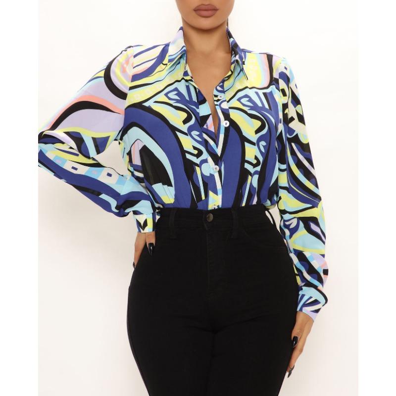 YYFS Dámská móda Ležérní jaro podzimní halenky a košile POLO s dlouhým rukávem