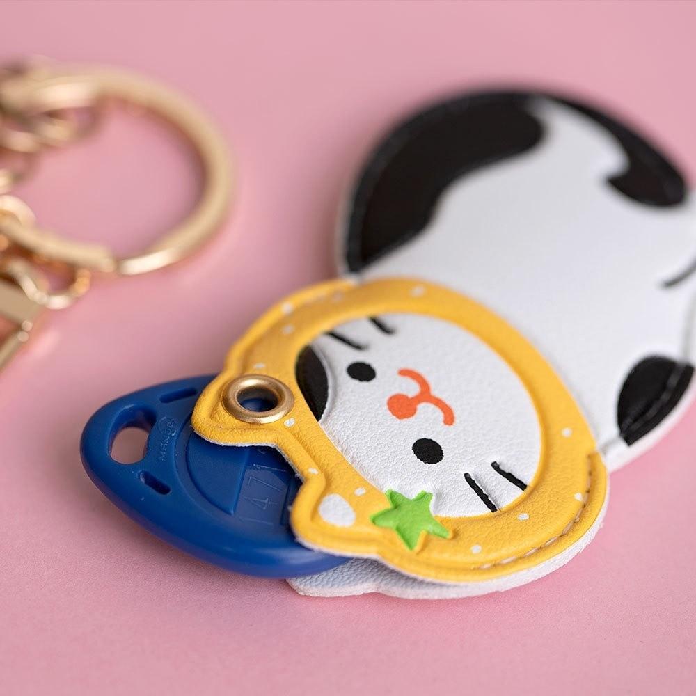 Leather Fruit Kitty Access Card Holder Maneki-neko Access Control Card Pendant  Car Key Pendant