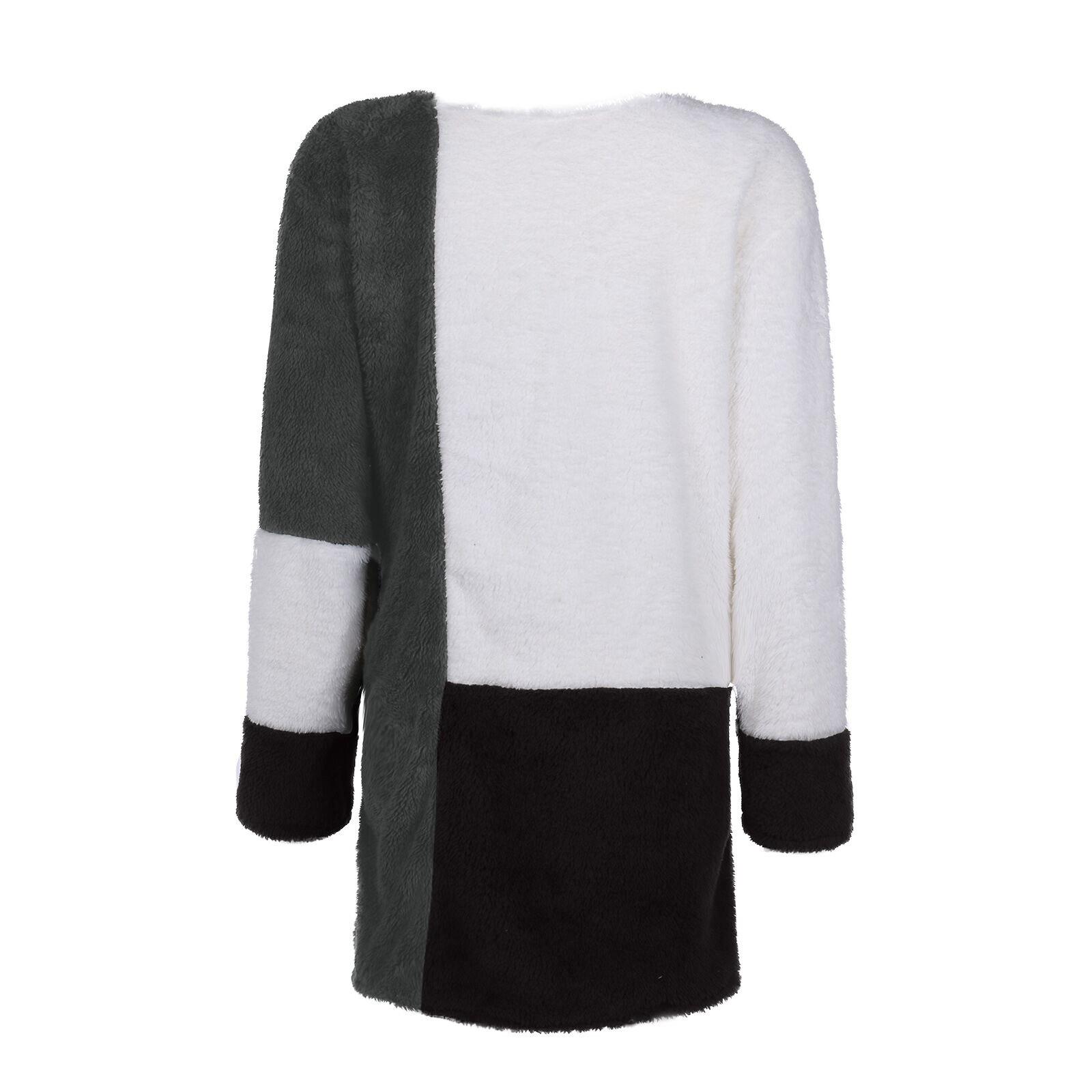 

Модное женское свободное плюшевое платье с длинным рукавом и круглым вырезом, нерегулярное сращивание XXL белый