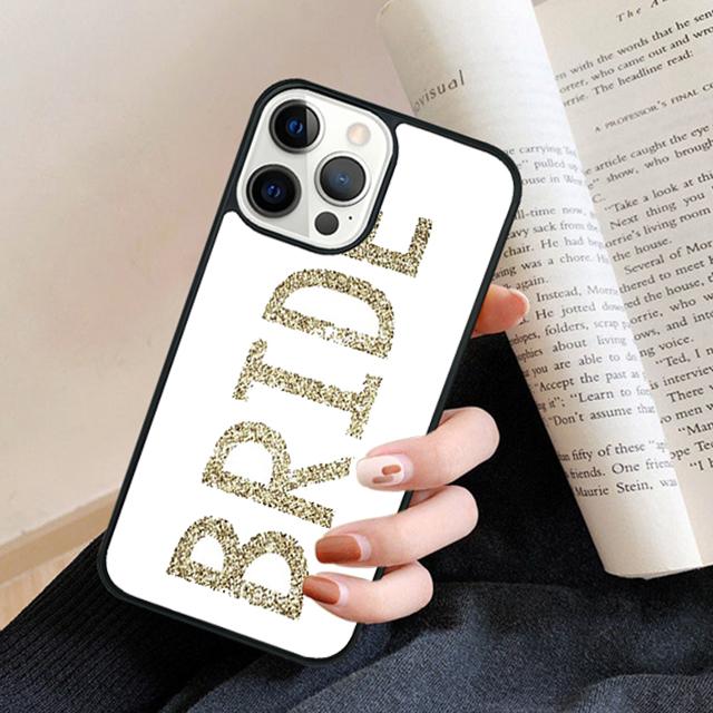 Gepersonaliseerde Bruiloft Bruid Bruidegom Naam Telefoonhoesje Achterkant voor iPhone 17 Air 16 15 14 13 11 12 Pro Max Plus