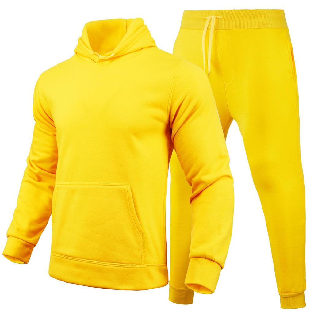 2024 Unisex Fleece Sweatshirt Set: Spring/Autumn Solid Color Pullover & Hoodie
