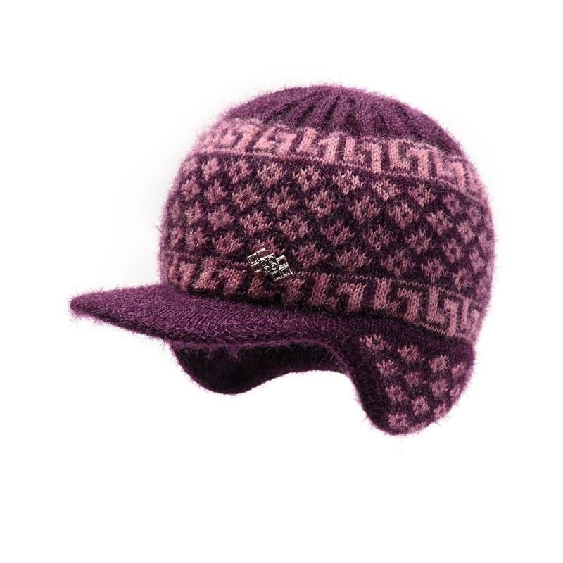 Hat winter knitted hat outdoor cold-proof plush thick warm female old lady duck tongue wool hat