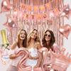 Ouddy Life 21st Birthday Decorations for Her - Rose Gold Party Supplies for Women Girls, Pink Happy Banner, Fringe Curtain, Butterfly Balloons