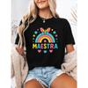 Damen-Sport-T-Shirt mit Rundhalsausschnitt und kurzen Ärmeln, spanischem Buchstabenprint, lässiges Oberteil für Frühling und Sommer