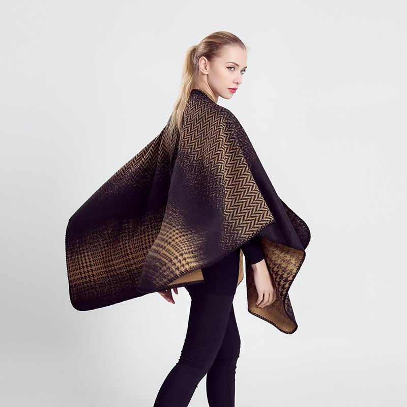 Women S Houndstooth Gradient Scarf Shawl Warm Winter Wrap