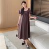 Women Summer White Short Sleeves Cotton Nightwear Simple Round Neck Mid-Calf Loose Nightdress Casual Plus Size Nightgowns New