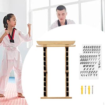 Karate Bältesställ Midjeförvaring Ingen Montering Krävs 10 Bälten Trä Vikbart