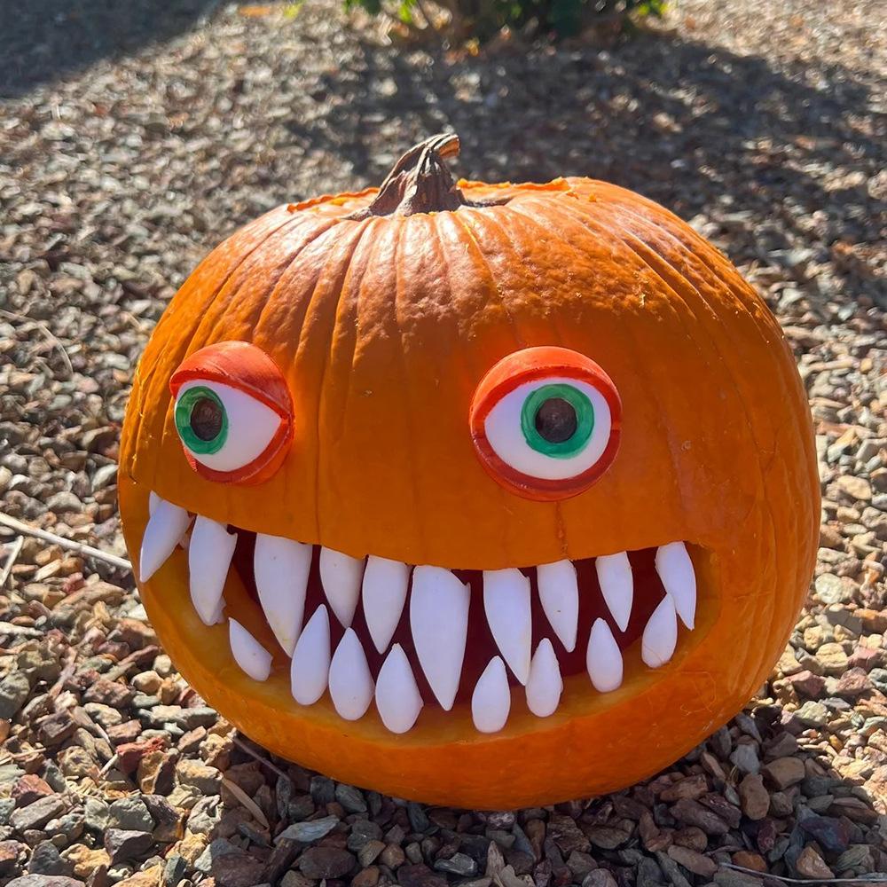 Spooky Pumpkin Teeth 3D‑Printed Ornament, Halloween Cosplay Party Prop, Creative Holiday Dress‑up Decoration Supply