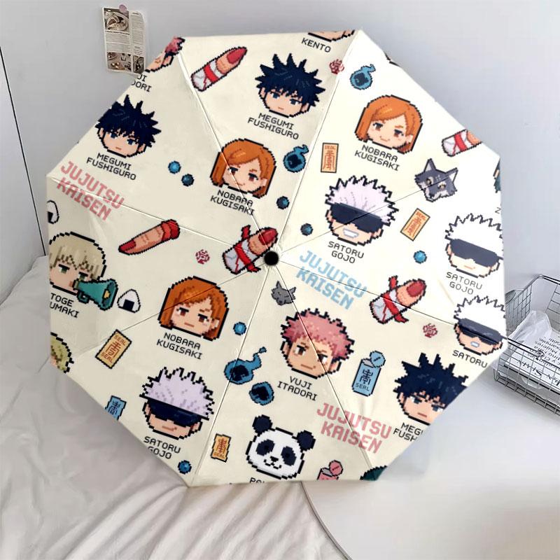 1 PC Automatic Folding Umbrella - Jujutsu Kaisen Pattern Portable Foldable Design With 8 Ribs Christmas Birthday Gifts